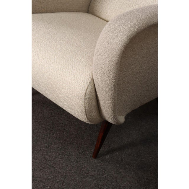Pair of Italian Walnut and Gray and White Tweed Club Chairs After Marco Zanuso For Sale - Image 14 of 18