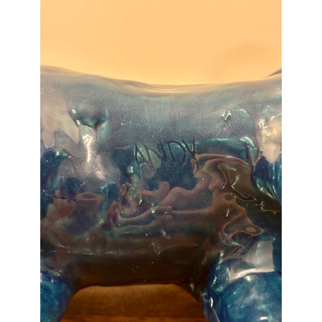 Ceramic Vintage American Studio Pottery Folk Art Elephant Sculpture, Signed For Sale - Image 7 of 10