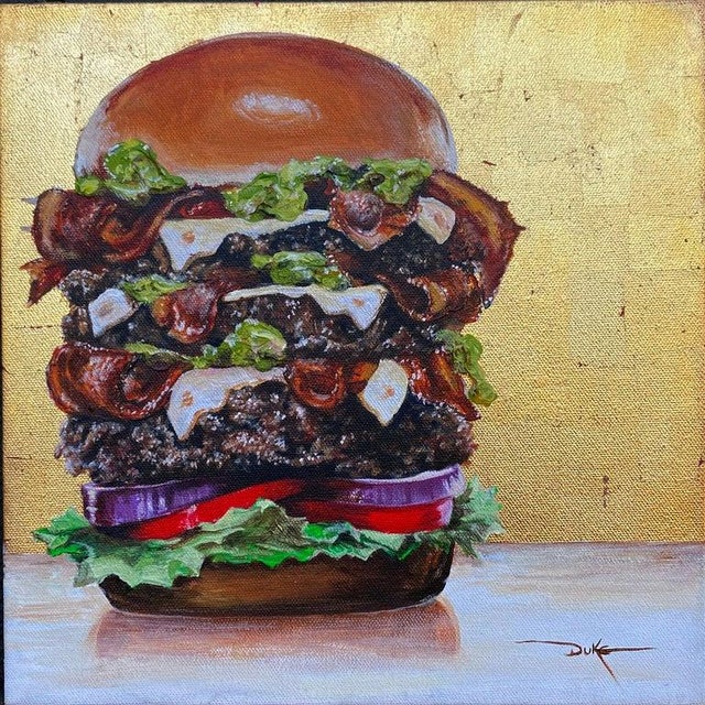 This is a one of a kind original acrylic and gold leaf still life painting by San Diego artist, Duke Windsor. Its...