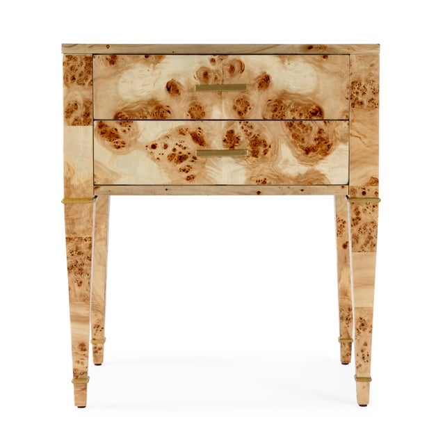Wood Kai 24 in. W Rectangular Burl Wood 2 Drawer End Table, Light Burl For Sale - Image 7 of 11