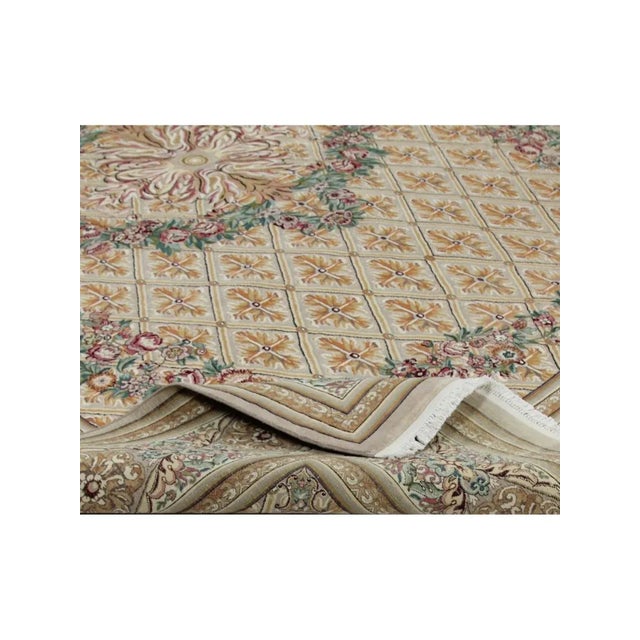 Traditional Handwoven Savonnerie Area Rug 9x11 For Sale - Image 3 of 12