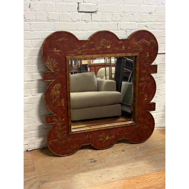 Chinoiserie Lacquer Wall Mirror, Late 20th Century For Sale - Image 10 of 12