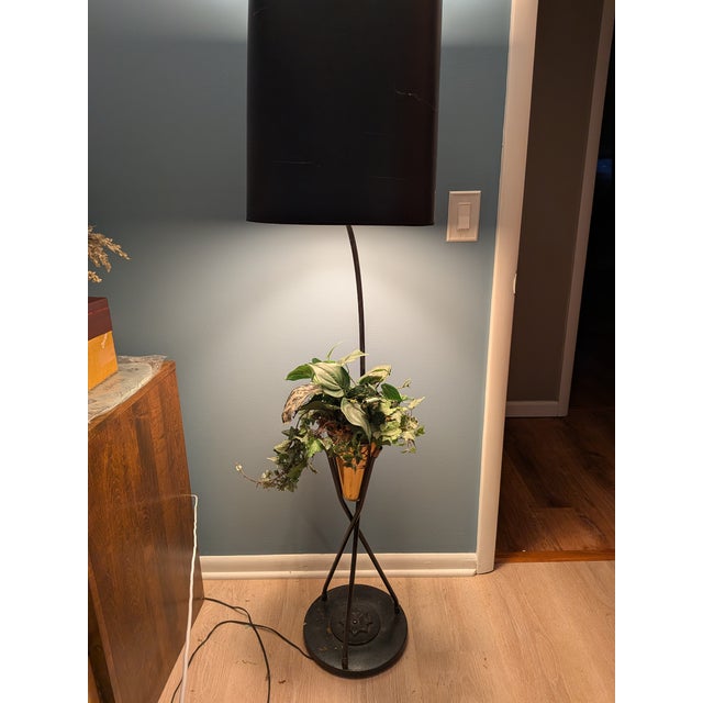 Mid-Century Modern Mid Century Floor Lamp Brass Vase For Sale - Image 3 of 11