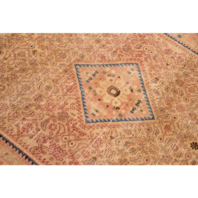 Peach 1960s Vintage Distressed Handmade All Over Peach Wool Runner For Sale - Image 8 of 9