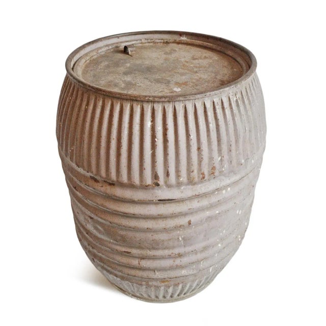 Rustic Vintage India Iron Grain Barrel For Sale - Image 3 of 6