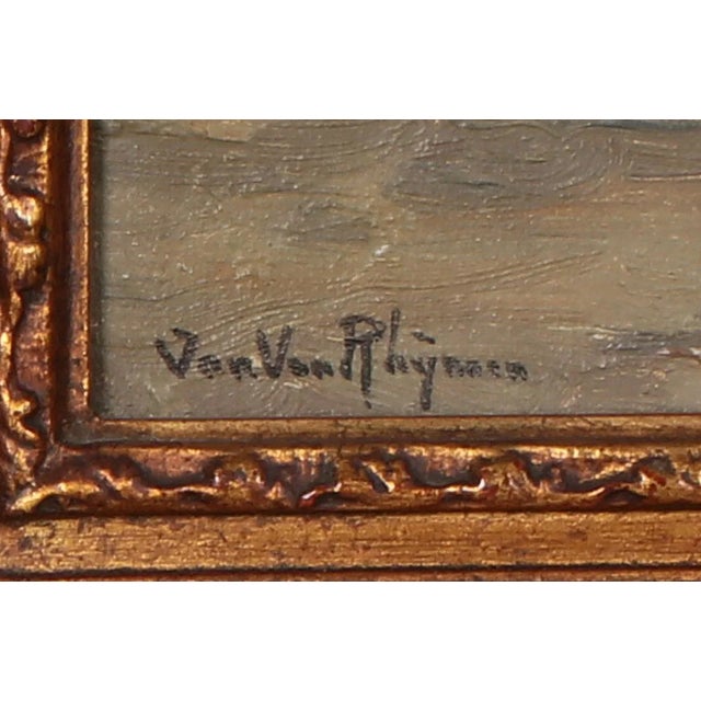 19th century oil on canvas of a sailboat on the water. Signed lower left by Jan van Rhynnen (1859-1929). In a period...