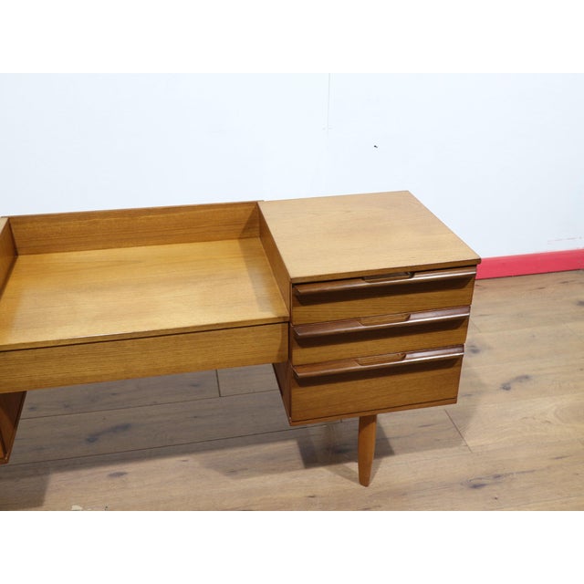 Mid Century Modern Vintage Teak British Vanity Dresser Desk For Sale In Greensboro - Image 6 of 15