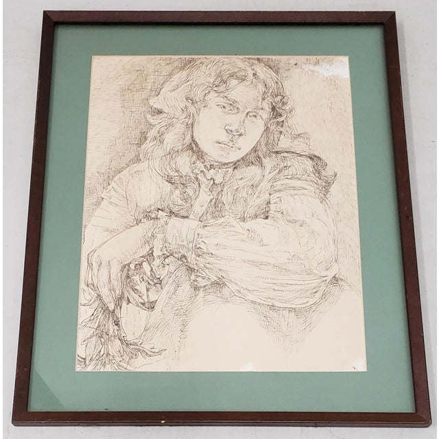 Vintage Pen and Ink Portrait of a Young Man For Sale In San Francisco - Image 6 of 6