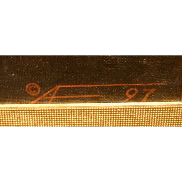 Impressionist Fazly Untitled Framed Original Clock Oil Painting Hand Signed Fine Art For Sale - Image 3 of 4