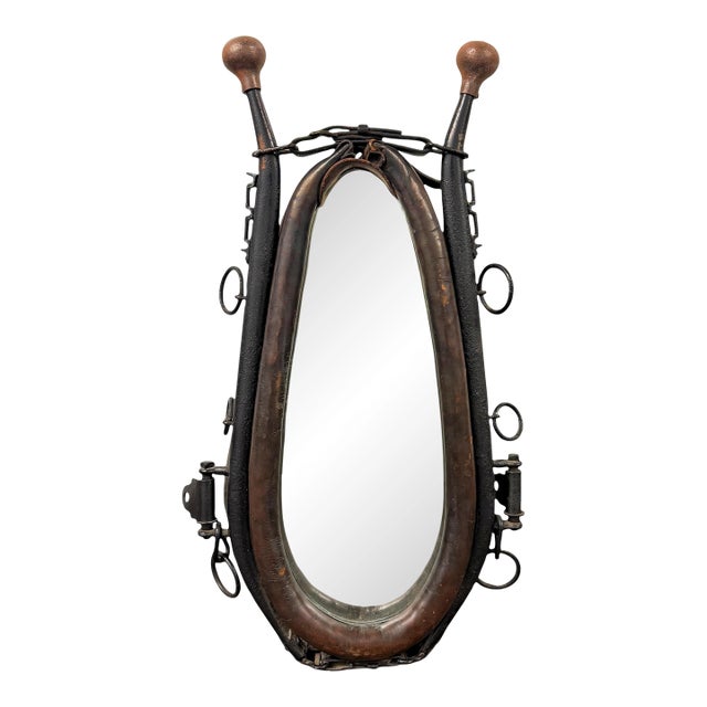 Early 20th Century English Draft Horse Collar Framed Mirror For Sale
