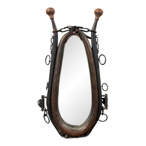 Early 20th Century English Draft Horse Collar Framed Mirror