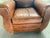 Animal Skin Pair of Leather Club Chairs, French Art Deco-Style, Classic Distressed Brown Leather, "Mustache" Back For Sale - Image 7 of 13
