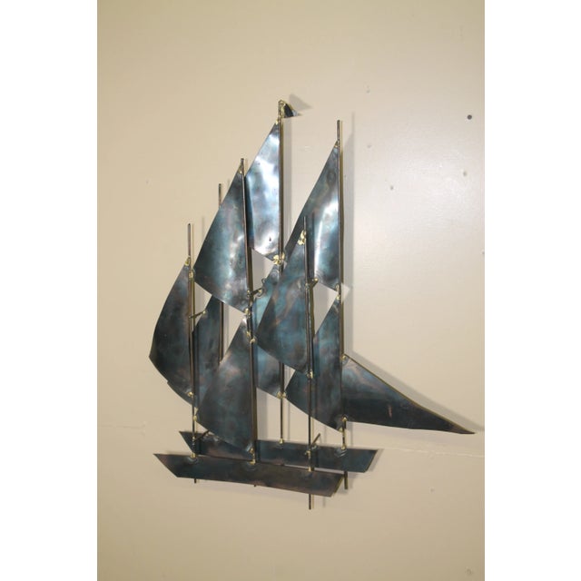 Curtis Jere Style Metal Sailboats Wall Sculpture - 2 Pieces For Sale - Image 4 of 6