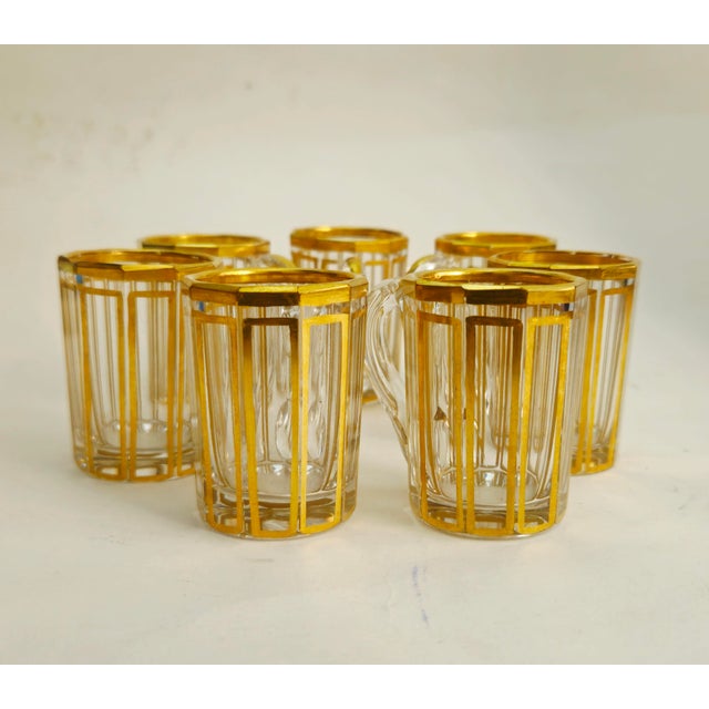 1910s Art Deco Attributed to Baccarat Cannellures Crystal Liqueur Glasses With Handles - Set of Seven For Sale - Image 9 of 16