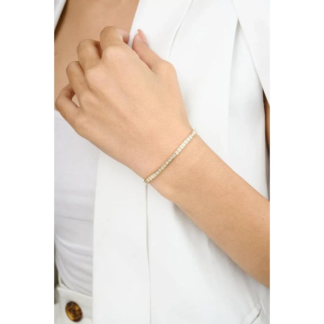 4.42ct Natural Round Diamond 18k Solid Gold Channel Bracelet by VRJewels For Sale - Image 4 of 12