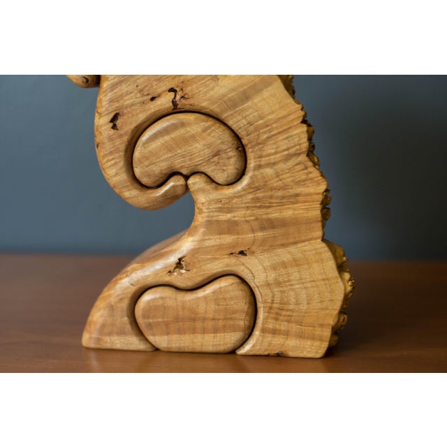 Wood Vintage Sculptural Maple Burl Wood Jewelry Puzzle Box by Fred and Marilyn Buss For Sale - Image 7 of 11