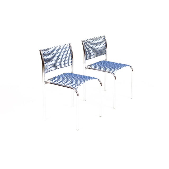 #2153 — Mid Century Vintage Modernist Thonet Softec Chairs by David Rowland — Chrome Frames — Pair Great vintage chrome...