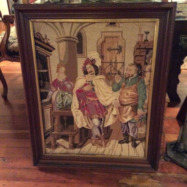 Antique Framed Needlepoint & Beadwork Tapestry Chairish