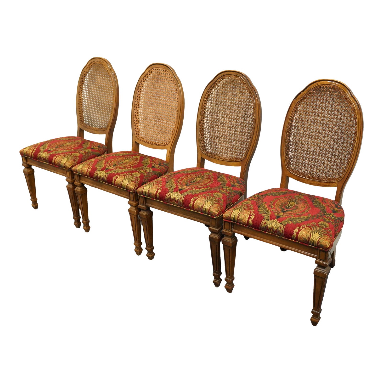 Set of 4 Bernhardt Furniture Italian Provincial Style Cane Back Dining