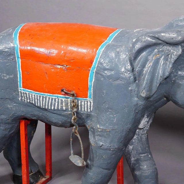 1910s Rare Antique Children Carousel Elefant, Germany Early 20th Century For Sale - Image 5 of 8