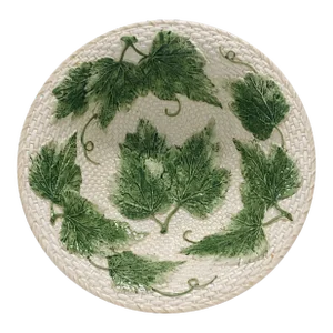 Vintage 1940s Italian Porcelain Basket Weave Grape Leaves Serving Dish