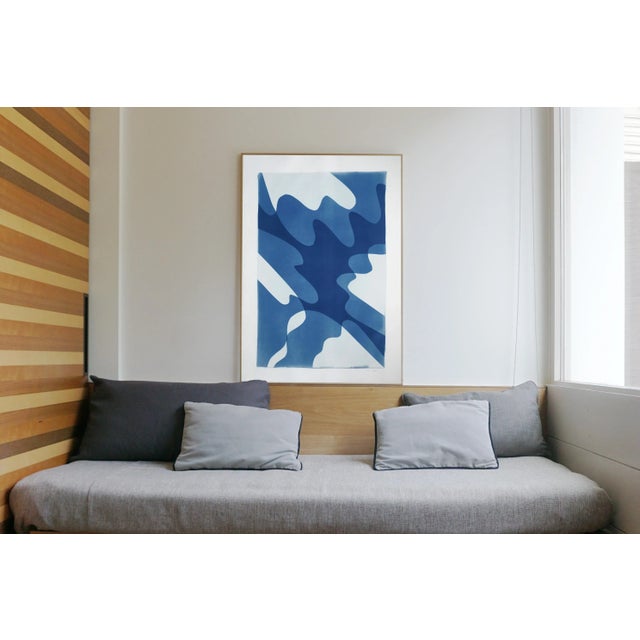 This is an exclusive handprinted unique cyanotype that takes its inspiration from the mid-century modern shapes. It's made...