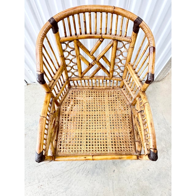 Vintage Brighton Pavilion Style Tortoiseshell Bamboo & Rattan Armchair For Sale In New Orleans - Image 6 of 11