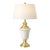 Late 20th Century Hollywood Regency White Fluted Ceramic & Brass Urn Table Lamp, 34” For Sale
