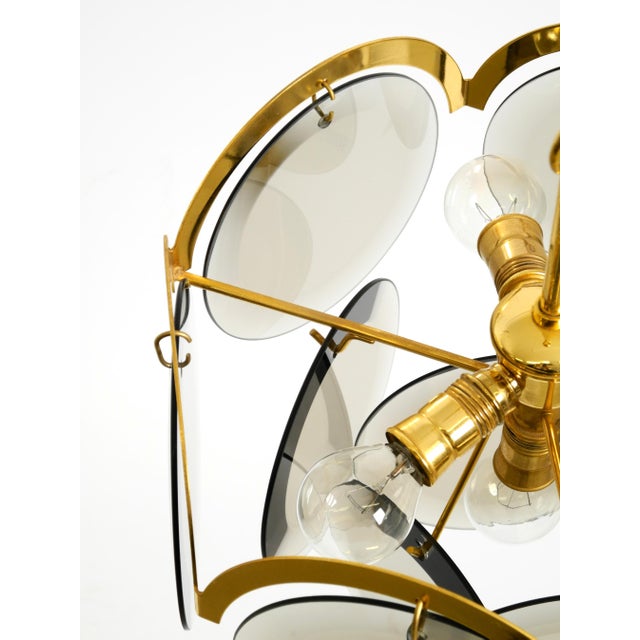 Large Brass Pendant Light with Large Round Glass Plates, 1960s For Sale - Image 14 of 18