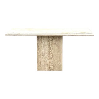 Contemporary Polished Travertine Console Table For Sale