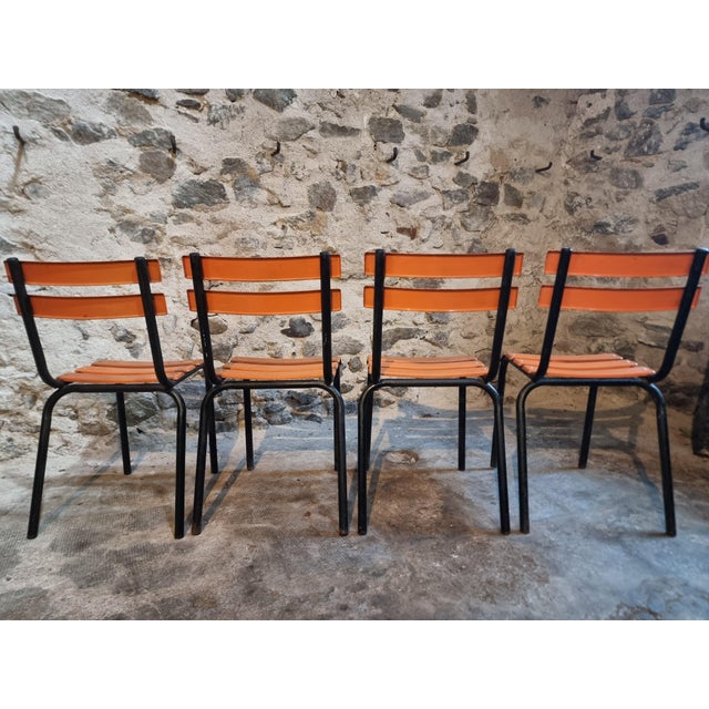 Vintage French Industrial Stackable School Chairs, 1960s, Set of 4 For Sale - Image 9 of 14