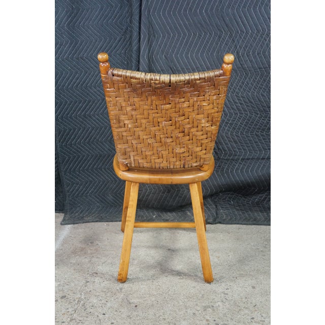 4 Vintage Old Hickory Arts & Crafts Rustic Oak Herringbone Dining Side Chairs For Sale - Image 10 of 18