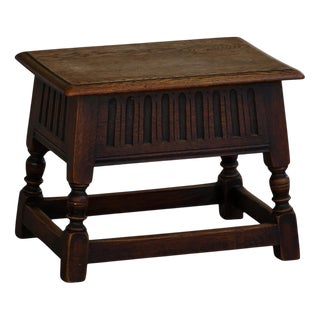 Vintage Scandinavian Oak Accent Stool, 1920s For Sale