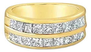 Double Row Princess Diamond Wedding Band 1.30cttw, Size 7