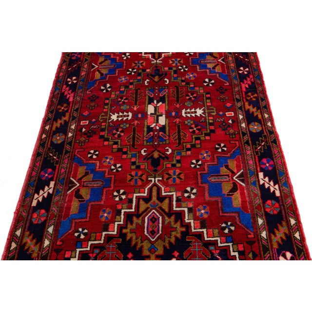 1960s Handmade Multicolored Heriz Wool Rug With Allover Motif For Sale - Image 4 of 7