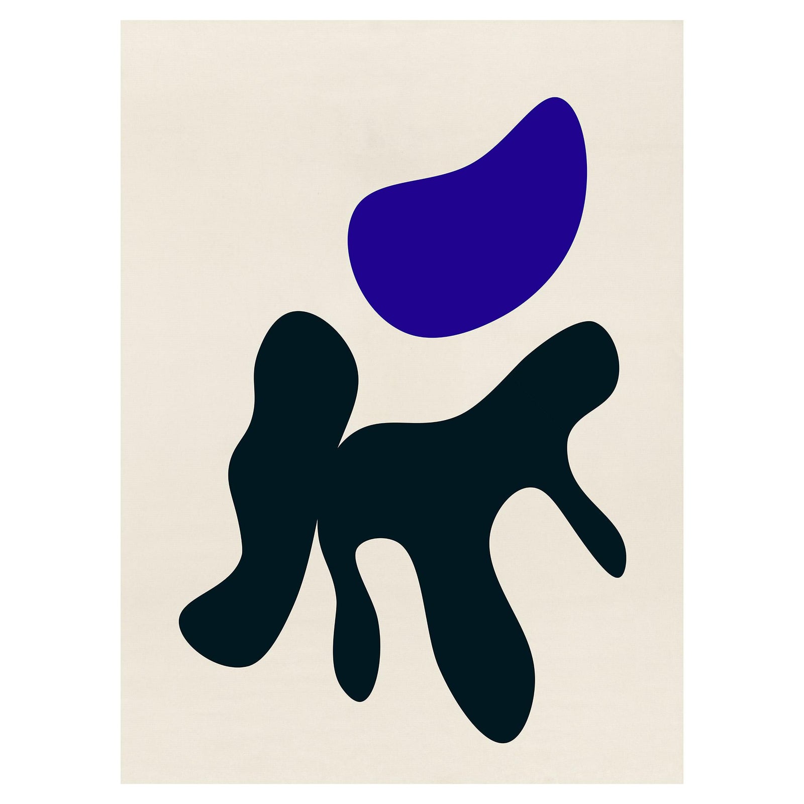 春のコレクション With Abstract Modern Biomorphic #2 Black and Blue Shapes 絵画
