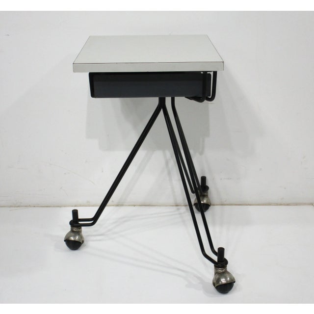 Mid-Century Modern Eliot Noyes Small Rolling Work - Telephone Table for Ibm For Sale - Image 3 of 11