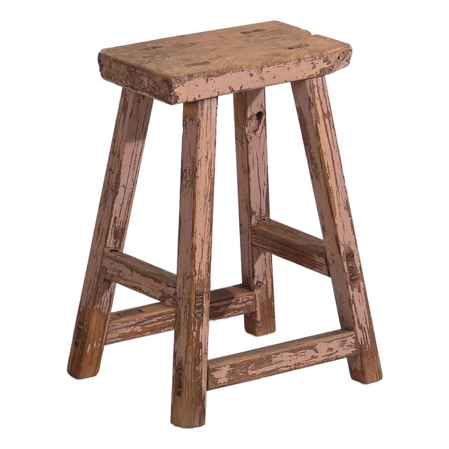 Antique Stool with Pink Patina, 1900 For Sale