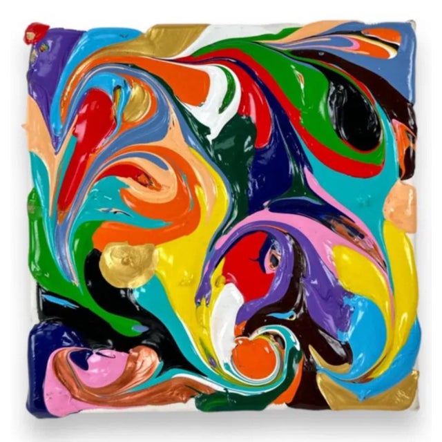 Eduardo Guelfenbein, Chilean Liquid Abstraction Color Swirl Acrylic Polymer Eduardo Guelfenbein, c. 20th Century For Sale
