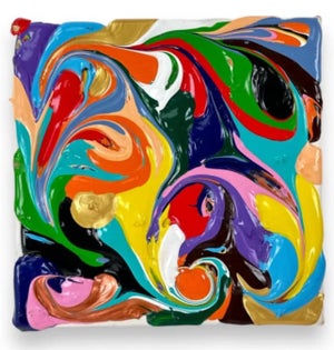 Eduardo Guelfenbein, Chilean Liquid Abstraction Color Swirl Acrylic Polymer Eduardo Guelfenbein, c. 20th Century