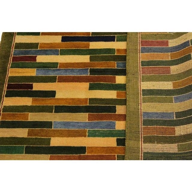 Rustic Gabbeh Green/Blue Wool Area Rug 3'10 X 5'10 Chairish