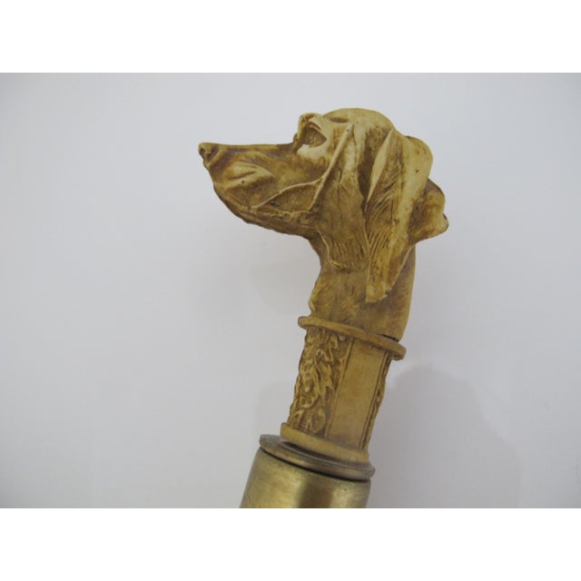 Wood Victorian Style Carved Wood Dog Head Smugglers Cane Walking Stick W/Hidden Flask For Sale - Image 7 of 10