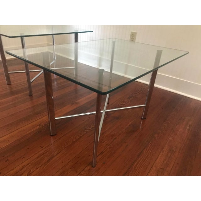 Chrome 1990s Knoll Style Chrome and Glass Architect’s Side Tables - a Pair For Sale - Image 8 of 10