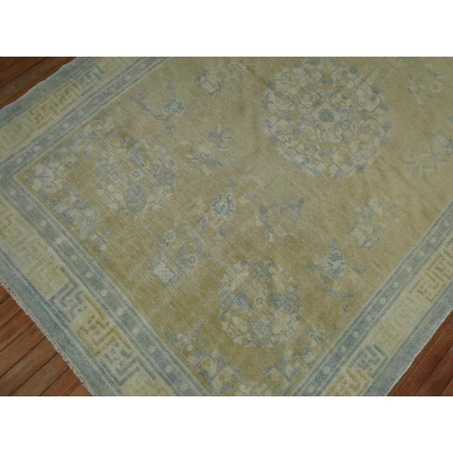 Early 20th Century Early 20th Century Champagne Mustard Soft Blue Chinese Rug - 5'3" x 8'1" For Sale - Image 5 of 18
