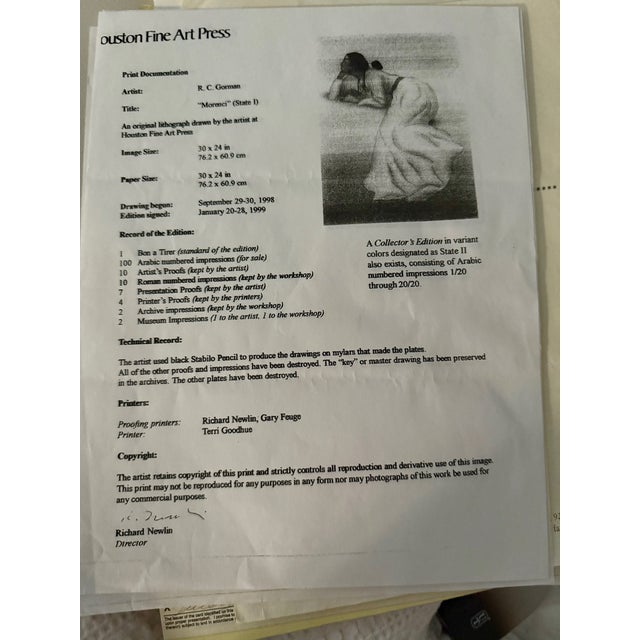 1990s "Morenci" Framed Lithograph by r.c. Gorman For Sale - Image 5 of 5