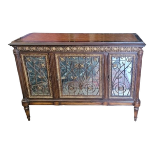 Beautiful Pulaski Mirrored & Leather Top Server