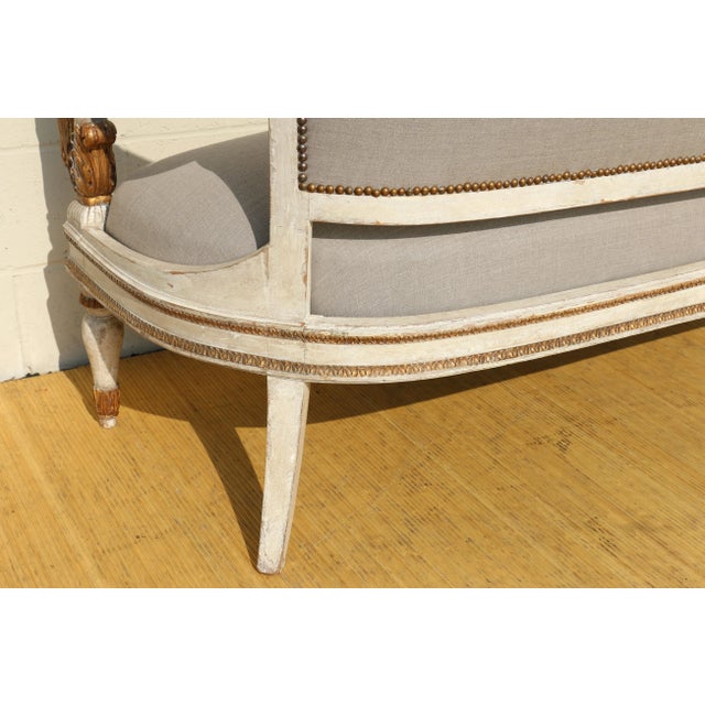 Vintage French Empire Sofa With Carved Swan Arms For Sale In Los Angeles - Image 6 of 12