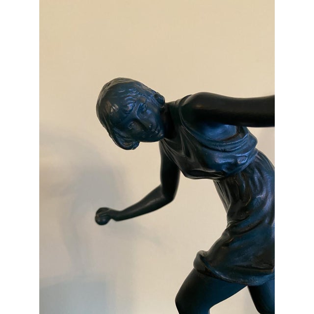 Pierre Le Faguays 1930's French Art Deco Bronze of a Young Girl With a Ball For Sale - Image 4 of 5