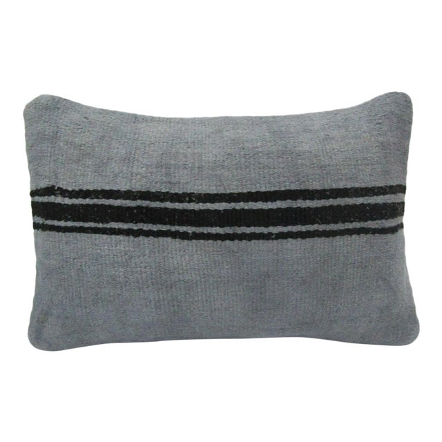 Handmade Gray Kilim Pillow Cover For Sale