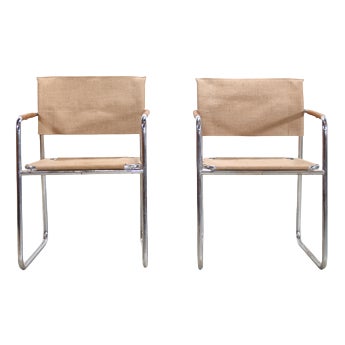 Amiral Chairs in Chrome and Jute by Karin Mobring, 1973, Set of 2 For Sale